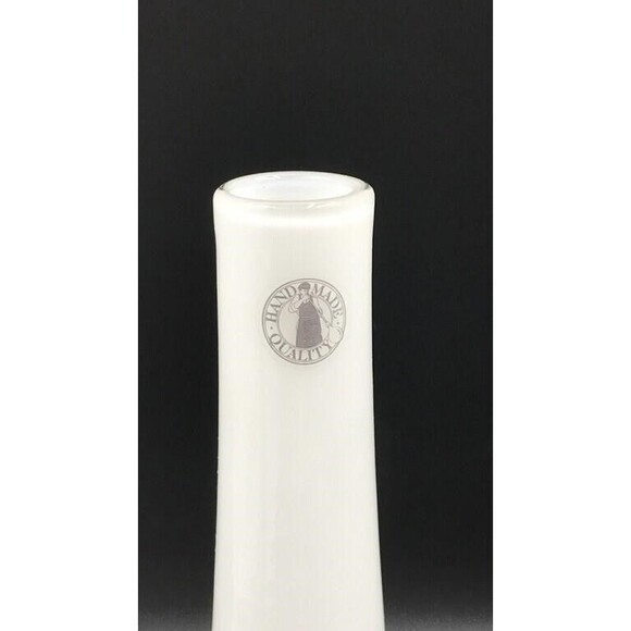 Lovely Pair of Heavy White Blown Art Glass Vases IKEA 12" and 8" - Picture 3 of 3